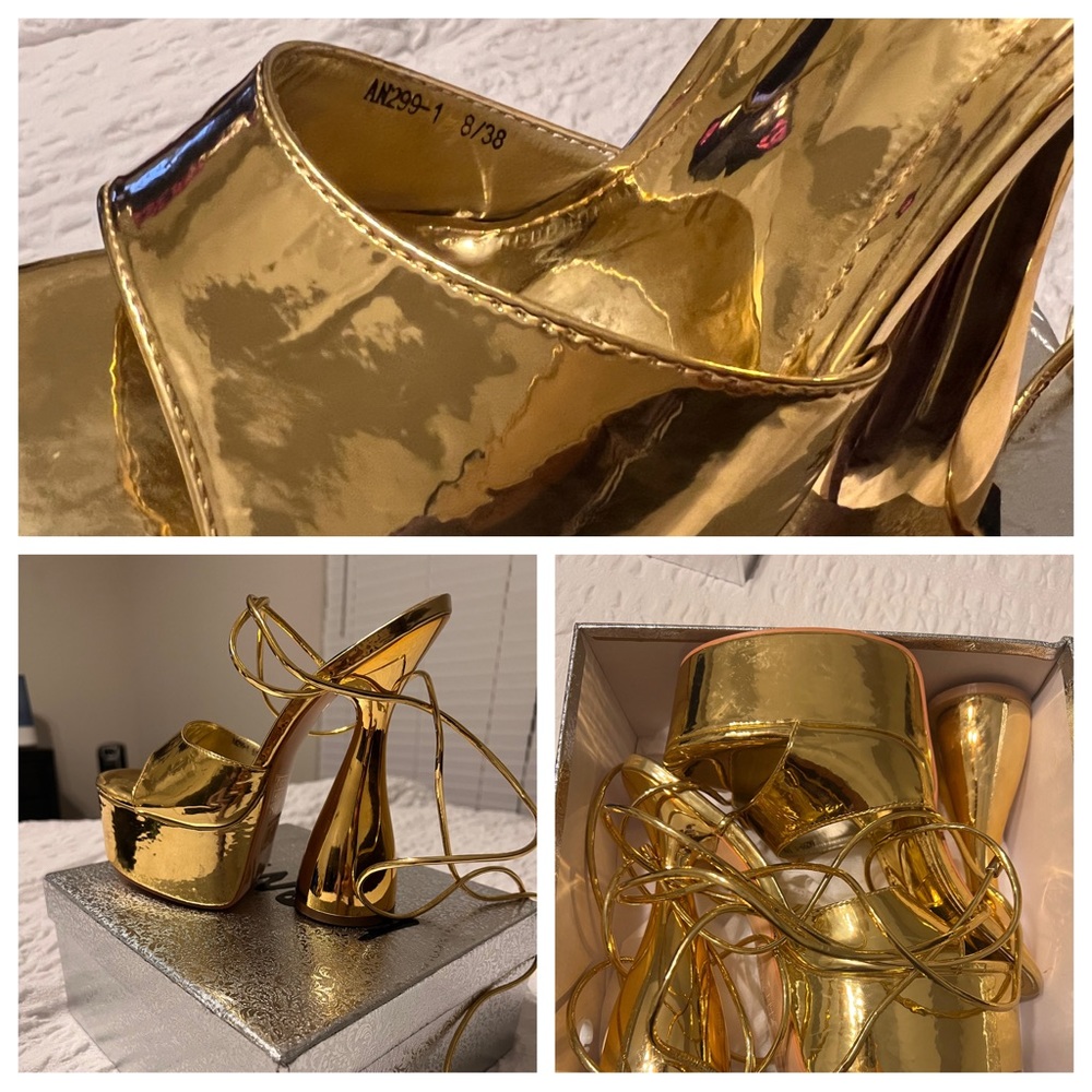 Gold Comfy Platform Heels